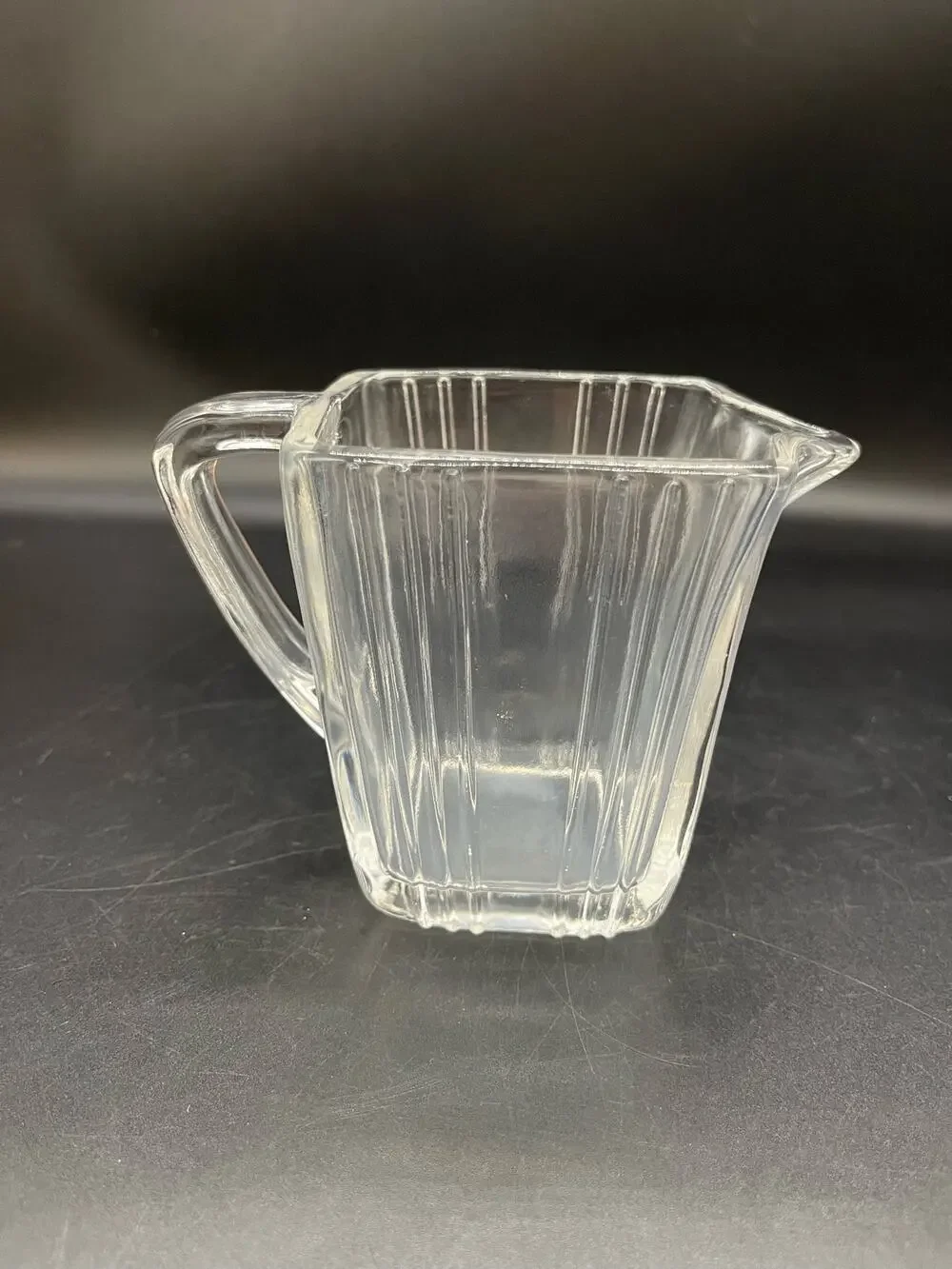 Vintage Art Deco Ribbed Square Creamer Pitcher 4